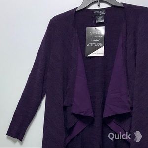 sz S - NWT Attitudes By Renee Purple Brushed Knit Cardigan
